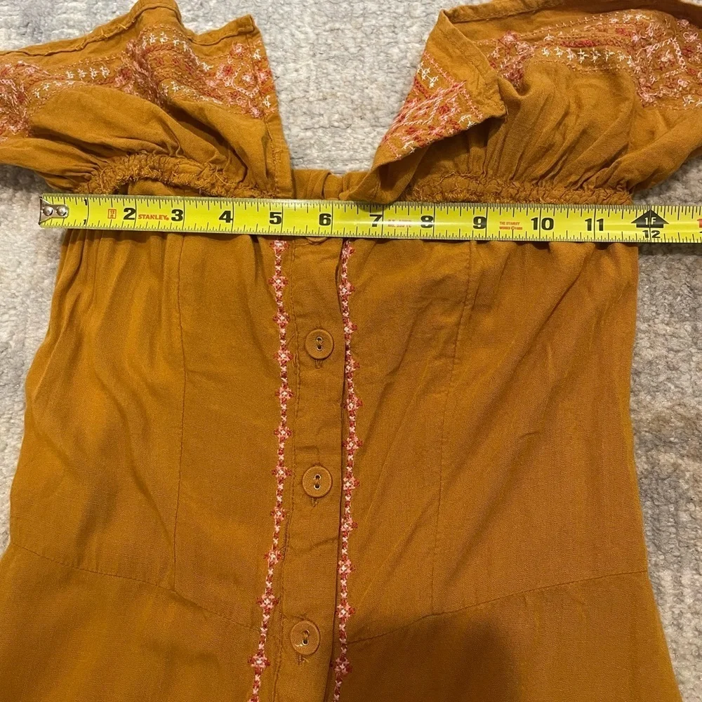 Aeropostale Brownish Orange Blouse Dress Tunic Size S Button Down & Embroidered - Picture 11 of 15